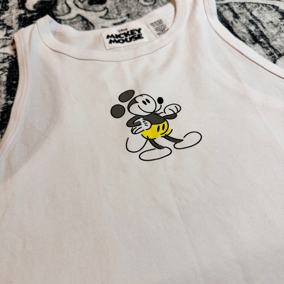 Disney Tops - Disney Sketch Mickey Mouse Sleeveless Top White Cotton Blend Womens Small NWT